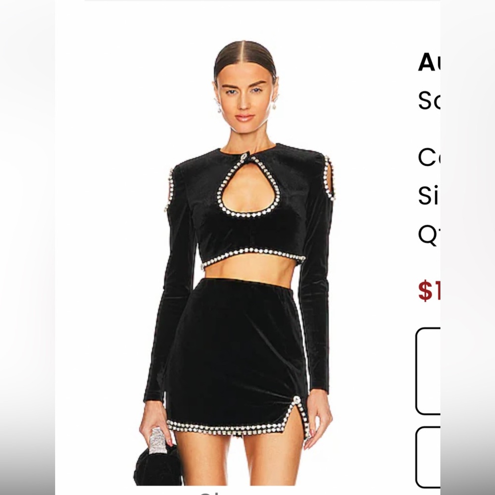 Black Velvet Cutout top with skirt